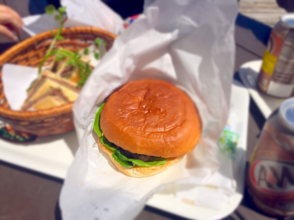 Bingo Burger w/ side of roast beef sandwich, fries and Root Beer.